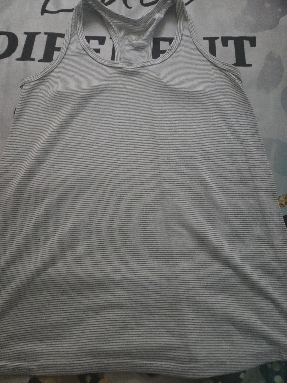 Athletic Works Gray & White Striped Womans Racerback Tank